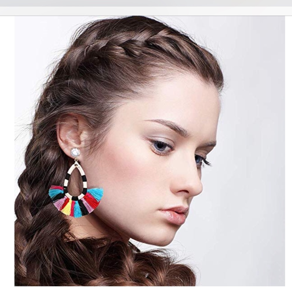 BNWT! Fun multi color bohemian tassel earrings!